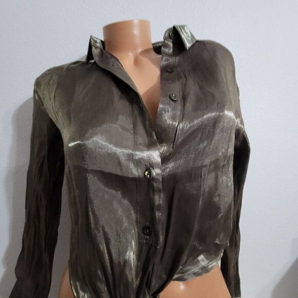 1037 SMALL  MILK AND HONEY Green Mesh Blouse NWT - Picture 3 of 5